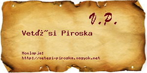 Vetési Piroska névjegykártya